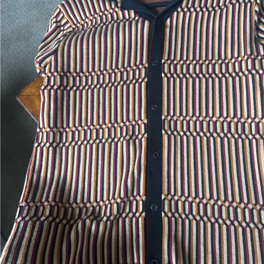 Men's geometric knit button up